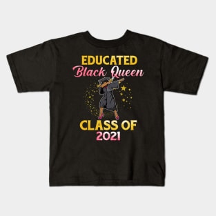 Dabbing Graduation Class Of 2021 Black Queen Girl Seniors Kids T-Shirt